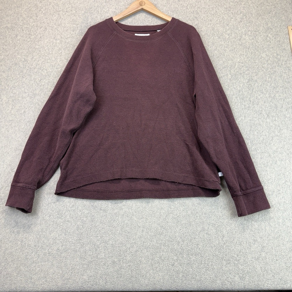 Standard Cloth Women's M Burgundy Raw-Hem Crewneck Pullover Sweatshirt